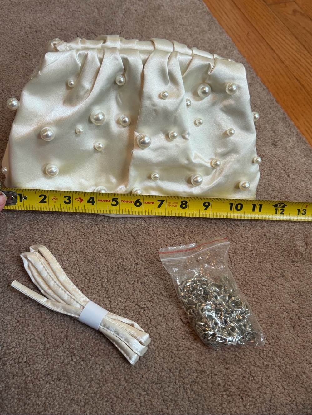 NWT new Anthropologie Frankie clutch white pearl beaded white crossbody bag - Picture 6 of 17